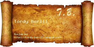 Tordy Berill névjegykártya